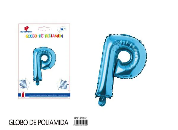 Globo metálico letra de 32 pulgadas, cuerpo grueso, color azul, letra P