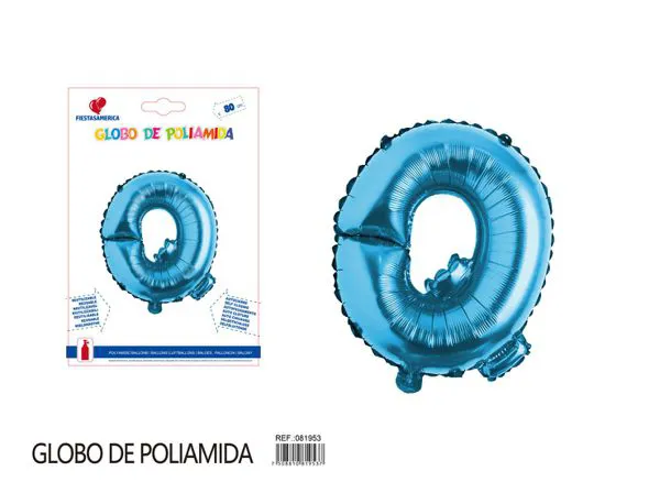 Globo metálico letra de 32 pulgadas, cuerpo grueso, color azul, letra Q
