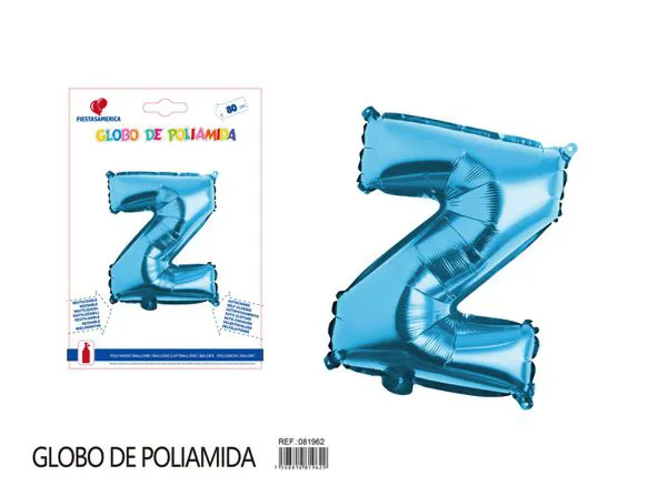 Globo metálico letra de 32 pulgadas, cuerpo grueso, color azul, letra Z