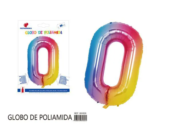Globo metálico número de 32 pulgadas, degradado, número 0