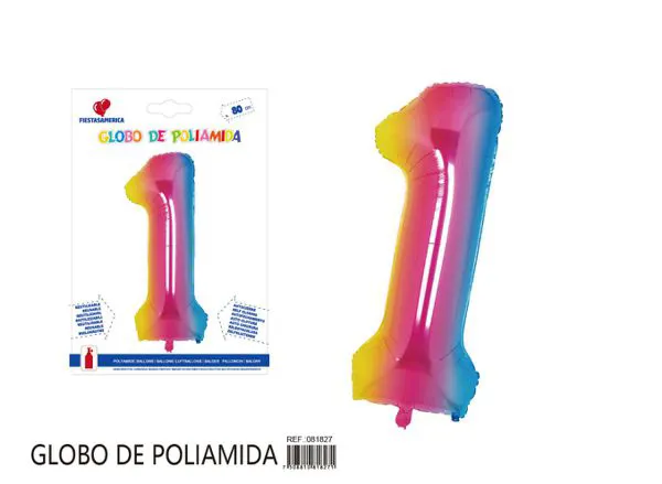 Globo metálico número de 32 pulgadas, degradado, número 1