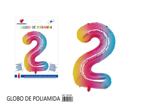 Globo metálico número de 32 pulgadas, degradado, número 2