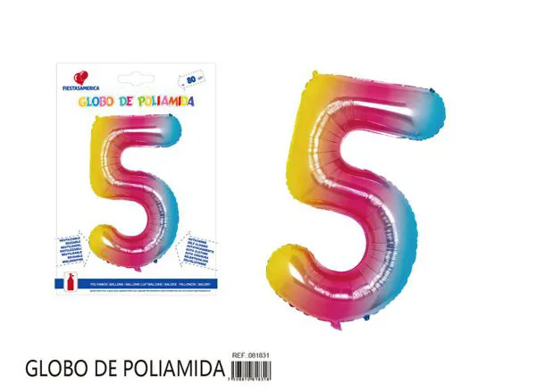 Globo metálico número de 32 pulgadas, degradado, número 5