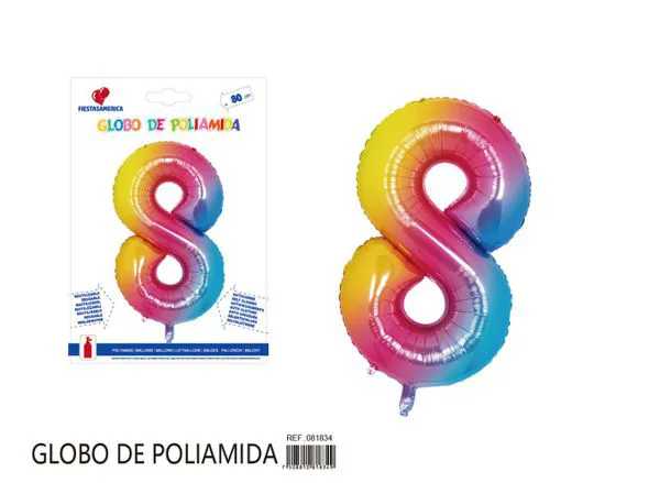 Globo metálico número de 32 pulgadas, degradado, número 8