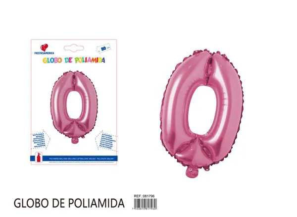 Globo metálico número de 32 pulgadas, color rosa, número 0