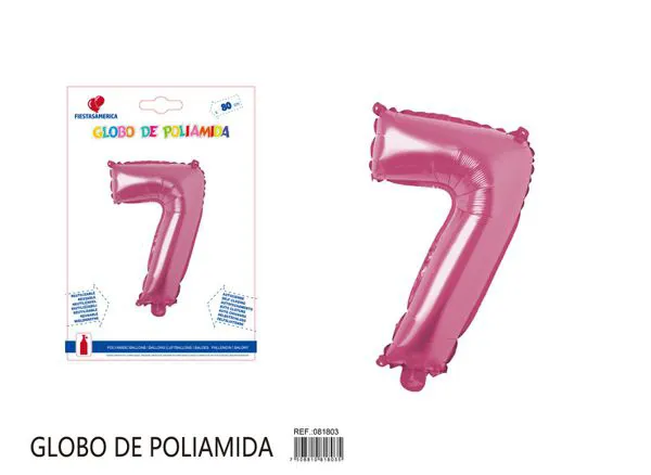 Globo metálico número de 32 pulgadas, color rosa, número 7