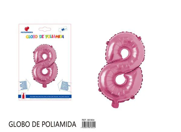 Globo metálico número de 32 pulgadas, color rosa, número 8