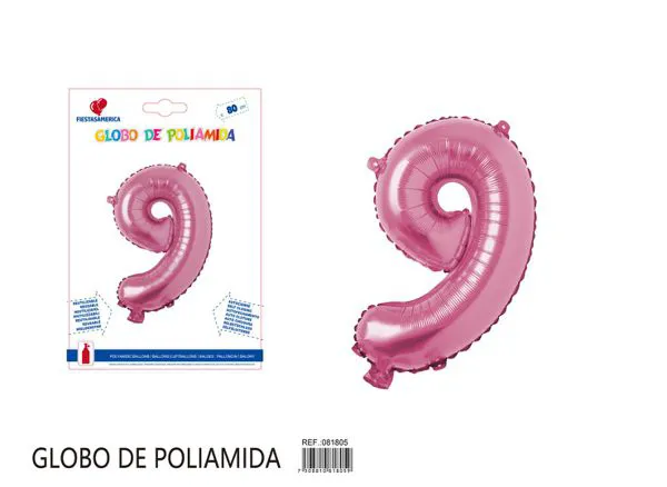 Globo metálico número de 32 pulgadas, color rosa, número 9