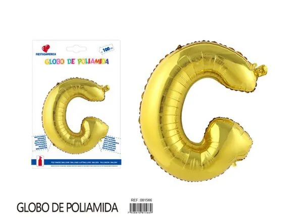 Globo metálico letra de 40 pulgadas, cuerpo grueso, color dorado, letra G