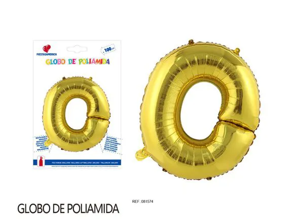 Globo metálico letra de 40 pulgadas, cuerpo grueso, color dorado, letra O