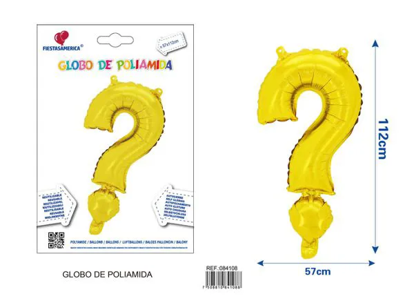 Globo metálico símbolo de interrogación de 40 pulgadas, color dorado