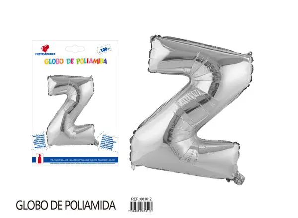 Globo metálico letra de 40 pulgadas, cuerpo grueso, color plateado, letra Z