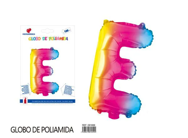 Globo metálico letra de 40 pulgadas, degradado, letra E