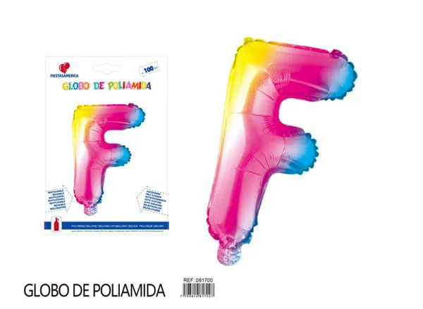 Globo metálico letra de 40 pulgadas, degradado, letra F