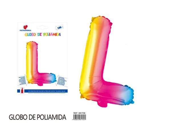 Globo metálico letra de 40 pulgadas, degradado, letra L