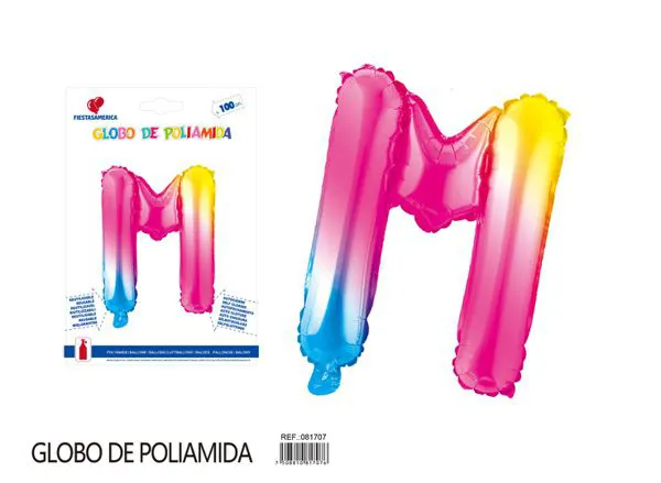 Globo metálico letra de 40 pulgadas, degradado, letra M