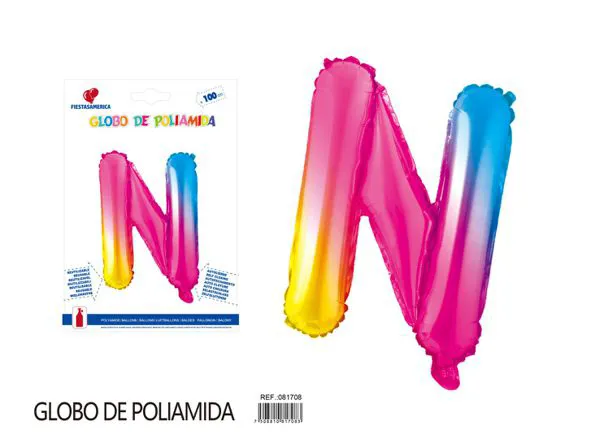 Globo metálico letra de 40 pulgadas, degradado, letra N