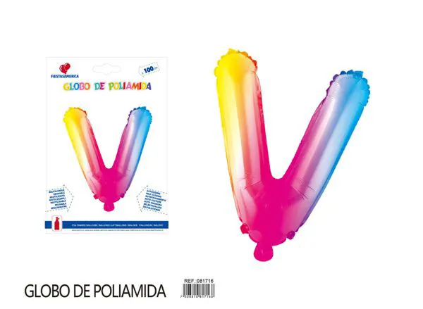 Globo metálico letra de 40 pulgadas, degradado, letra V