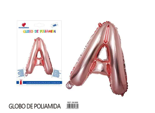 Globo metálico letra de 40 pulgadas, cuerpo grueso, color oro rosa, letra A