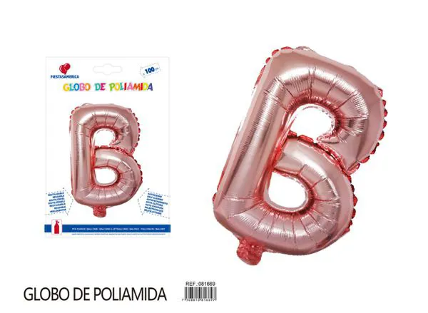 Globo metálico letra de 40 pulgadas, cuerpo grueso, color oro rosa, letra B