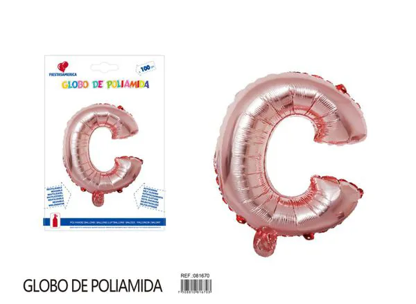 Globo metálico letra de 40 pulgadas, cuerpo grueso, color oro rosa, letra C