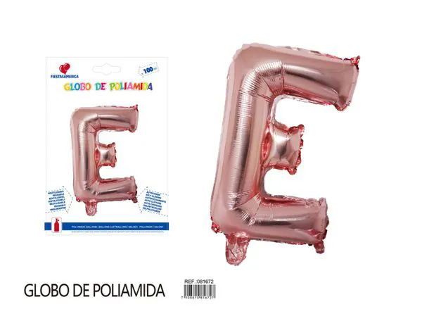 Globo metálico letra de 40 pulgadas, cuerpo grueso, color oro rosa, letra E