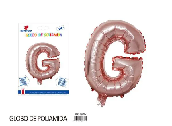 Globo metálico letra de 40 pulgadas, cuerpo grueso, color oro rosa, letra G