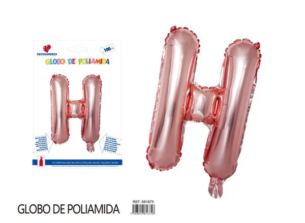 Globo metálico letra de 40 pulgadas, cuerpo grueso, color oro rosa, letra H
