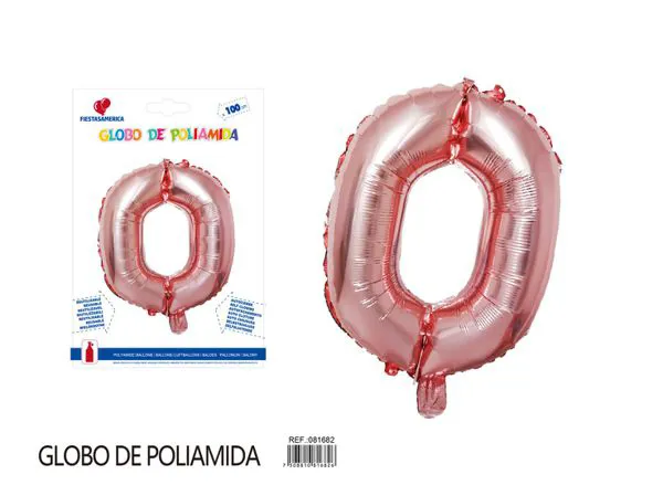 Globo metálico letra de 40 pulgadas, cuerpo grueso, color oro rosa, letra O