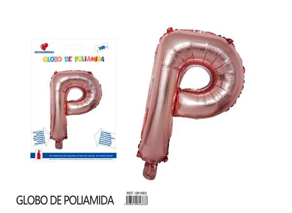 Globo metálico letra de 40 pulgadas, cuerpo grueso, color oro rosa, letra P