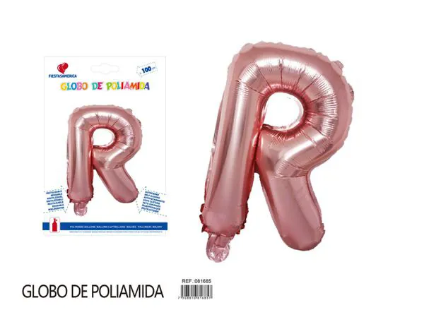 Globo metálico letra de 40 pulgadas, cuerpo grueso, color oro rosa, letra R