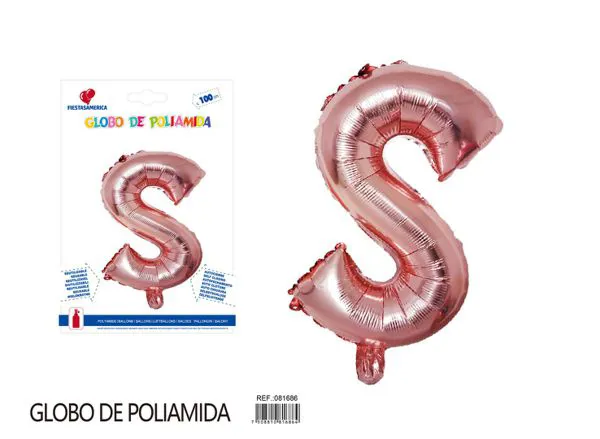Globo metálico letra S de 40 pulgadas, estilo grueso, color oro rosa