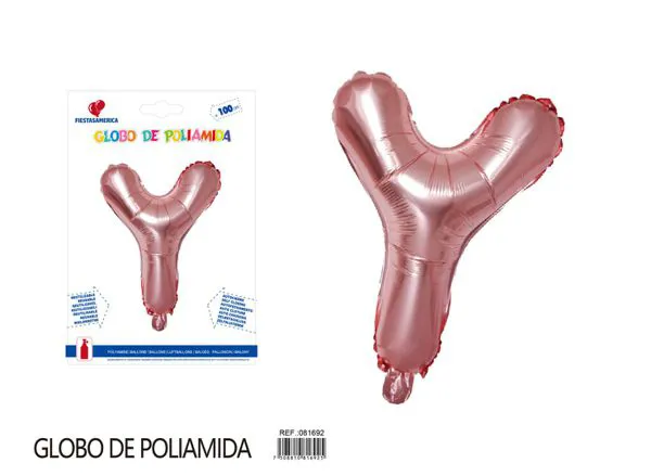 Globo metálico letra Y de 40 pulgadas, estilo grueso, color oro rosa