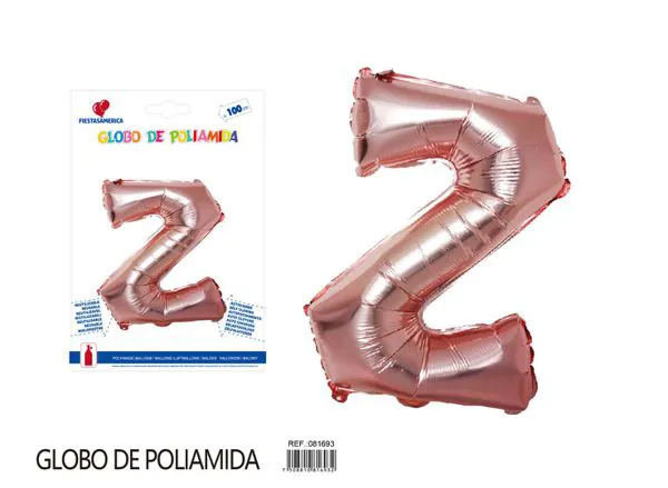 Globo metálico letra Z de 40 pulgadas, estilo grueso, color oro rosa