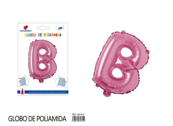 Globo metálico letra B de 40 pulgadas, estilo grueso, color rosa
