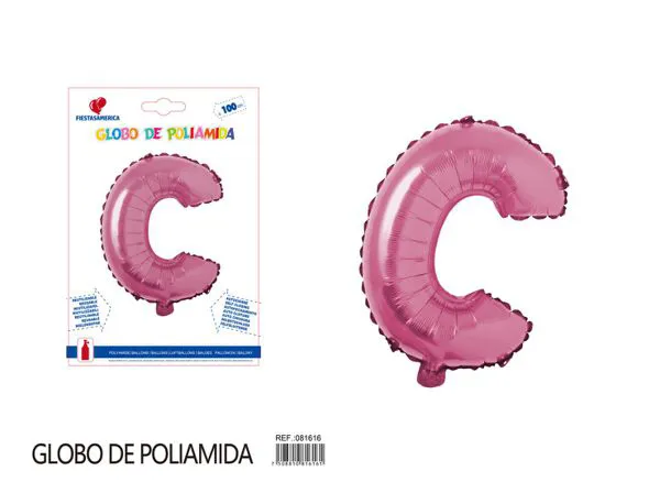 Globo metálico letra C de 40 pulgadas, estilo grueso, color rosa