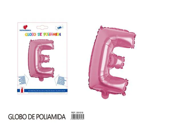 Globo metálico letra E de 40 pulgadas, estilo grueso, color rosa
