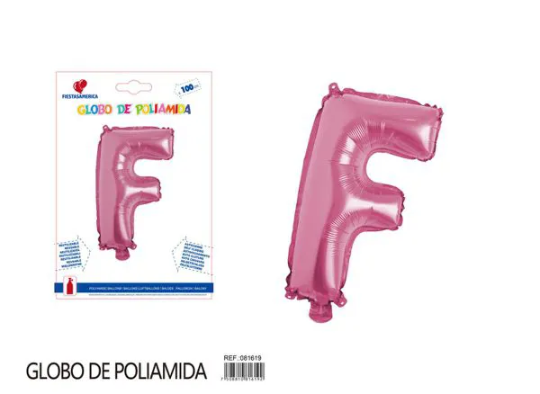 Globo metálico letra F de 40 pulgadas, estilo grueso, color rosa