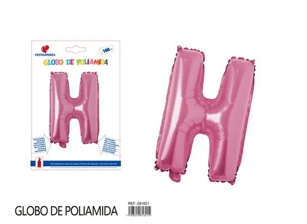 Globo metálico letra H de 40 pulgadas, estilo grueso, color rosa