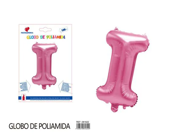 Globo metálico letra I de 40 pulgadas, estilo grueso, color rosa
