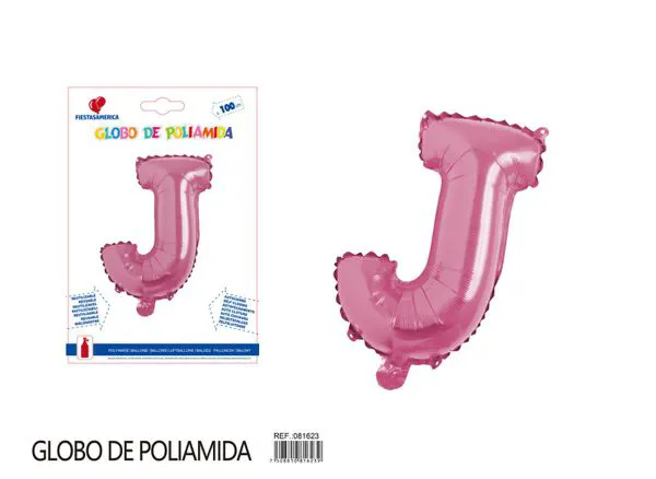 Globo metálico letra J de 40 pulgadas, estilo grueso, color rosa
