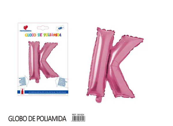 Globo metálico letra K de 40 pulgadas, estilo grueso, color rosa