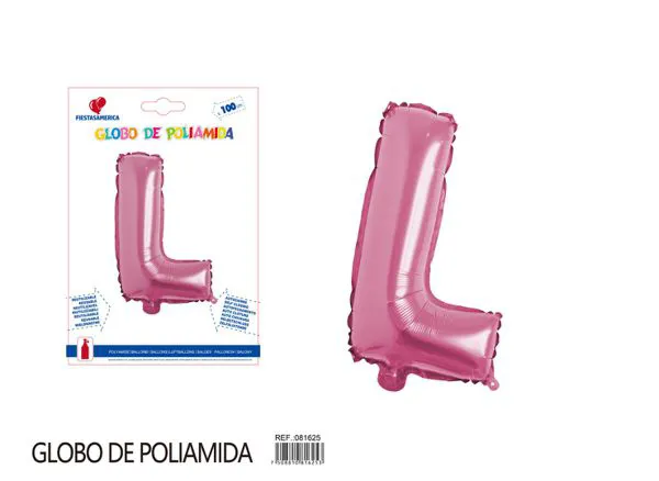 Globo metálico letra L de 40 pulgadas, estilo grueso, color rosa