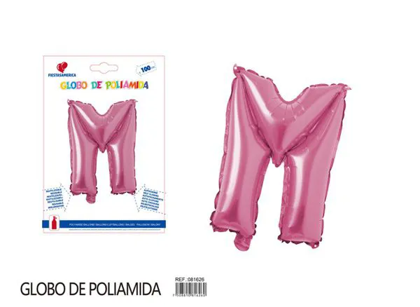 Globo metálico letra M de 40 pulgadas, estilo grueso, color rosa