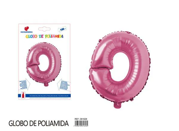 Globo metálico letra O de 40 pulgadas, estilo grueso, color rosa