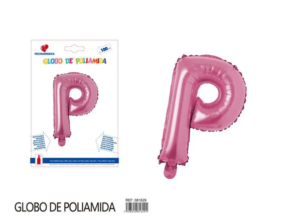 Globo metálico letra P de 40 pulgadas, estilo grueso, color rosa