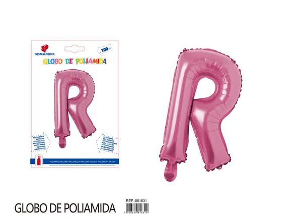 Globo metálico letra R de 40 pulgadas, estilo grueso, color rosa
