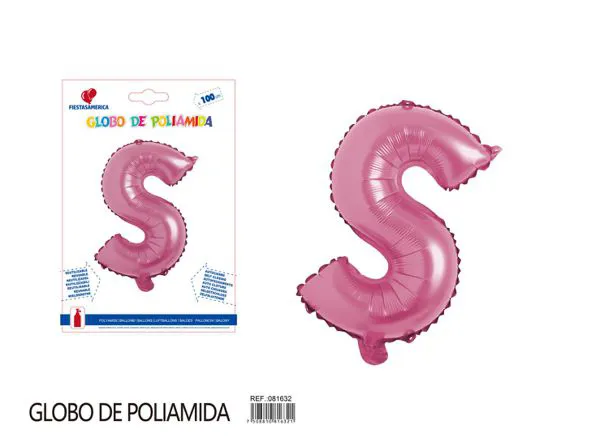Globo metálico letra S de 40 pulgadas, estilo grueso, color rosa