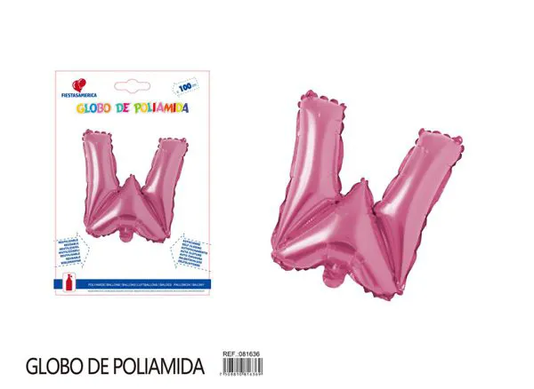 Globo metálico letra W de 40 pulgadas, estilo grueso, color rosa