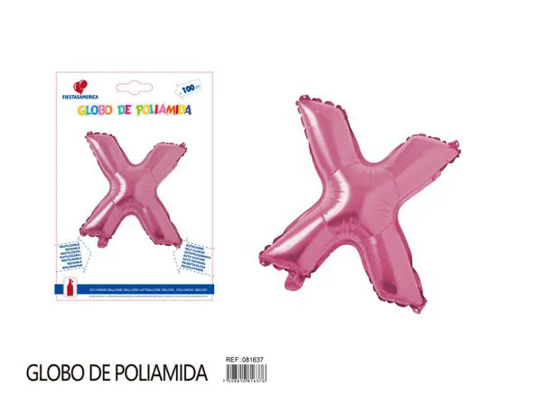 Globo metálico letra X de 40 pulgadas, estilo grueso, color rosa